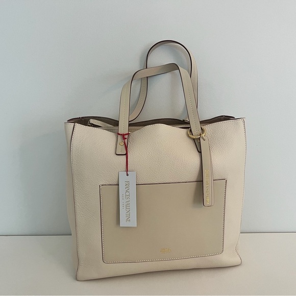 Frances Valentine Tall Chloe Tumbled Leather Bag in Oyster